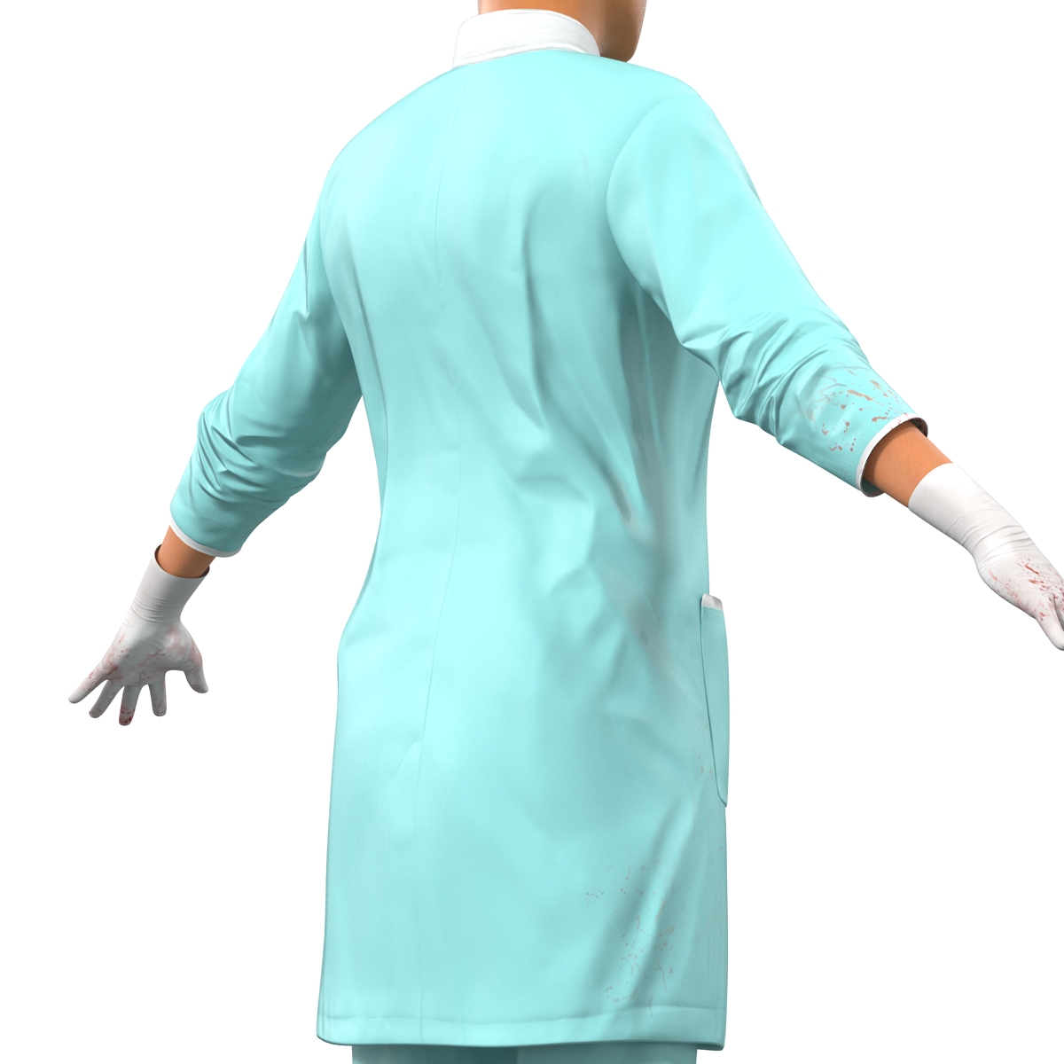 3D Female Surgeon Mediterranean with Blood 2