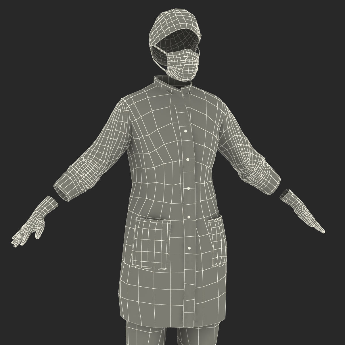 3D Female Surgeon Dress with Blood