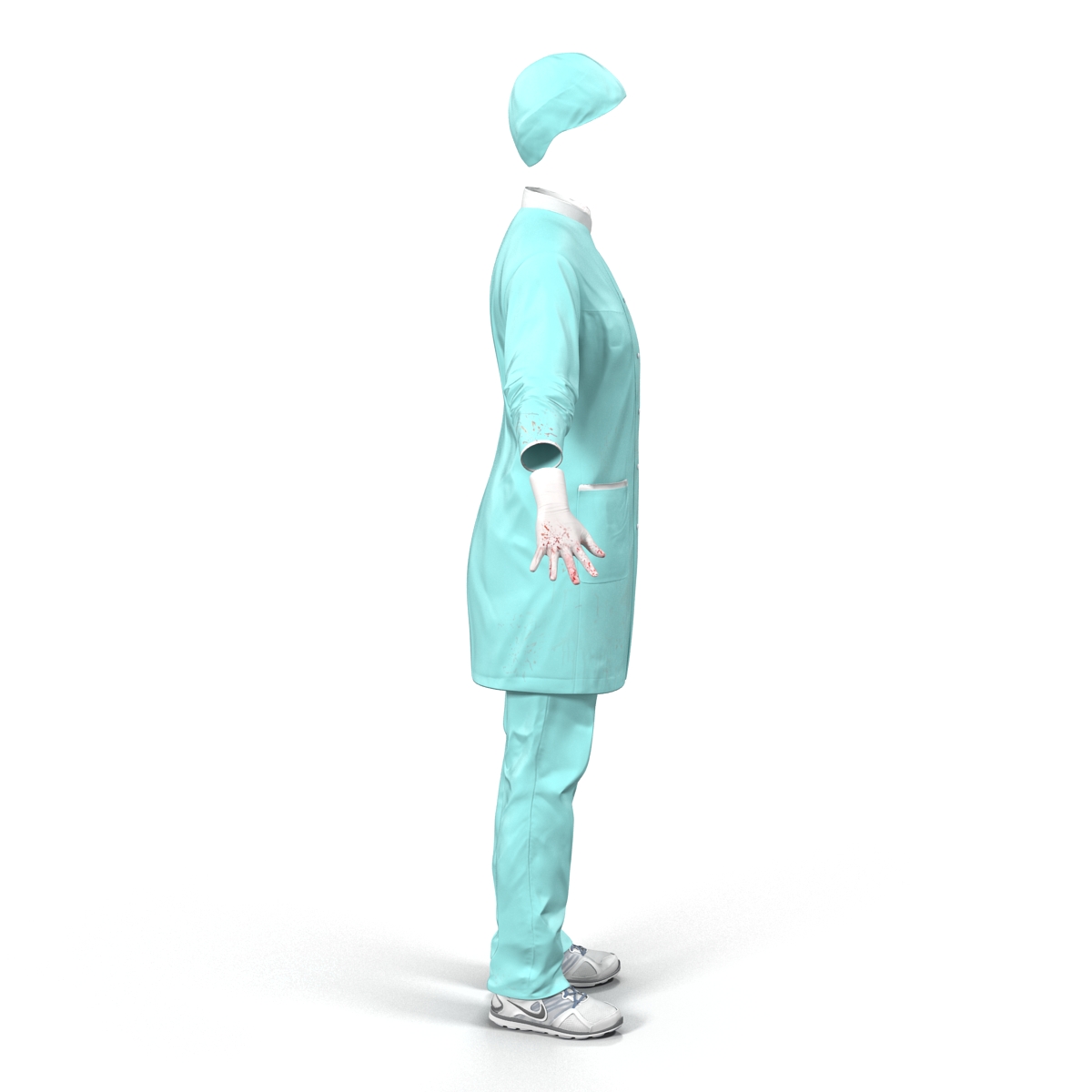 3D Female Surgeon Dress with Blood 2 model