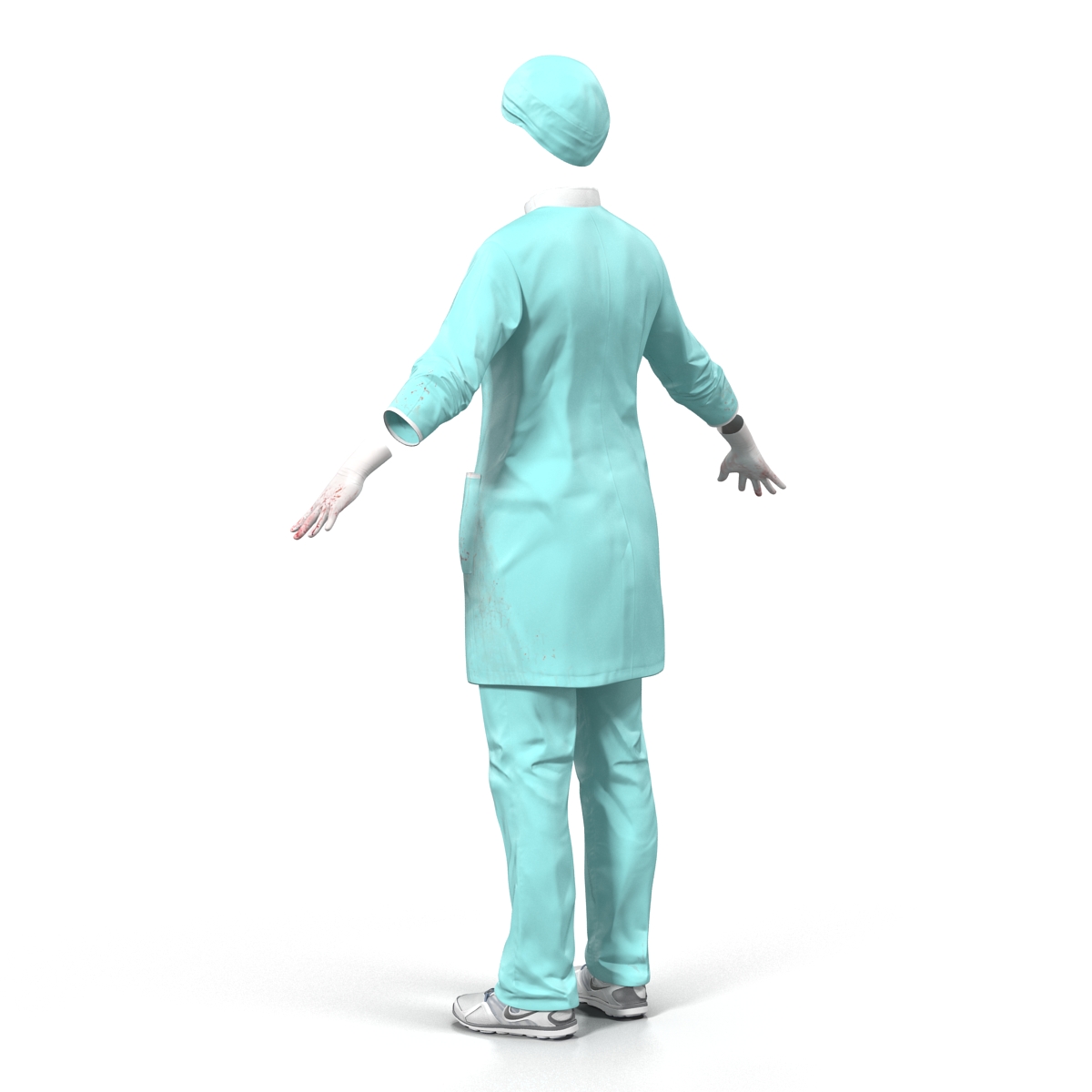 3D Female Surgeon Dress with Blood 2 model