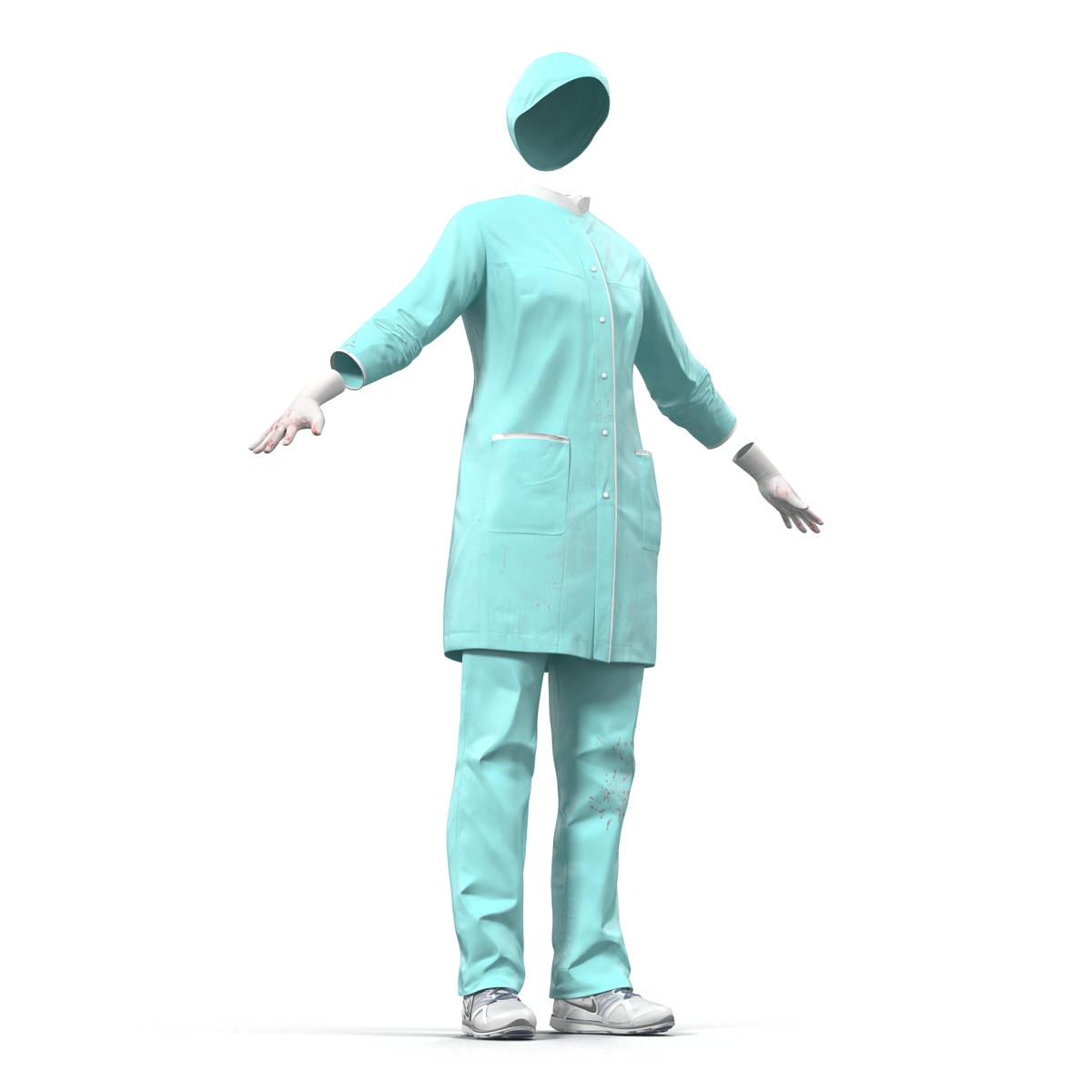 3D Female Surgeon Dress with Blood 2 model