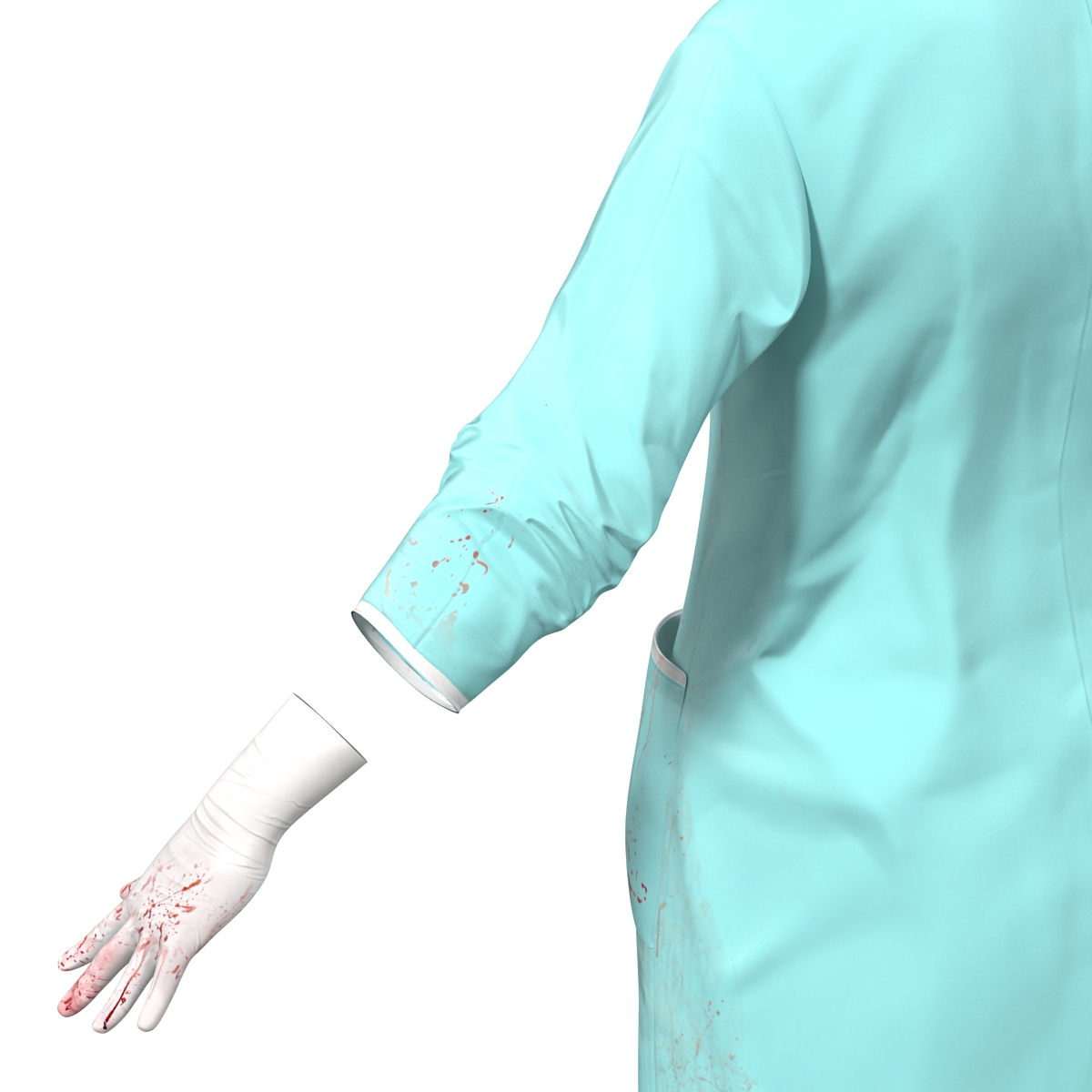 3D Female Surgeon Dress with Blood 2 model