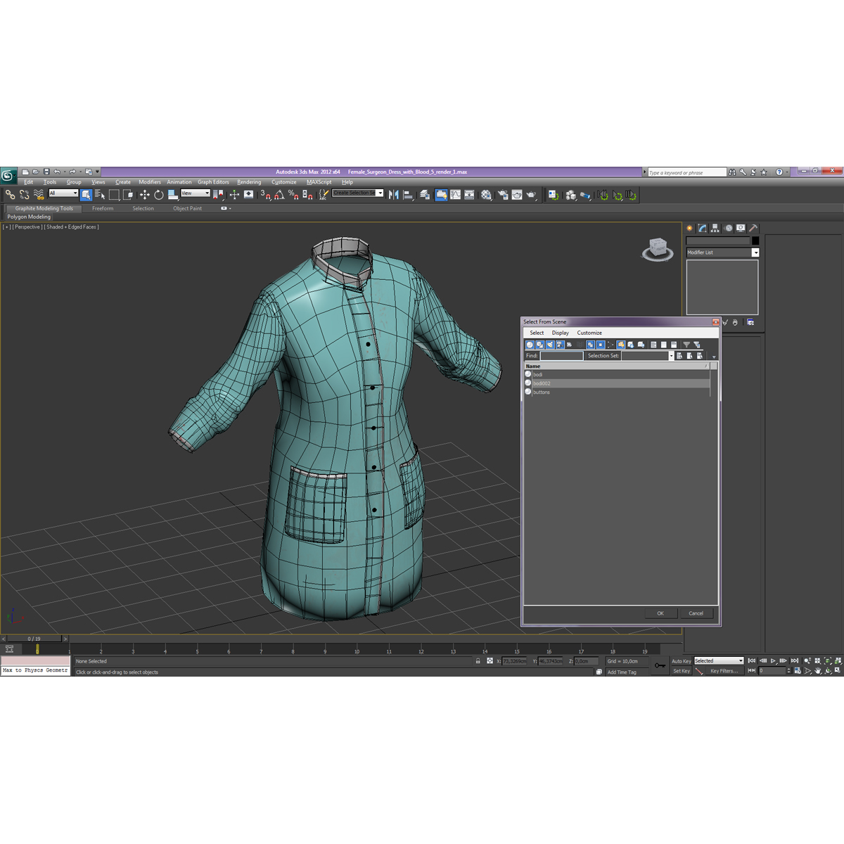 3D Female Surgeon Dress with Blood 5 model