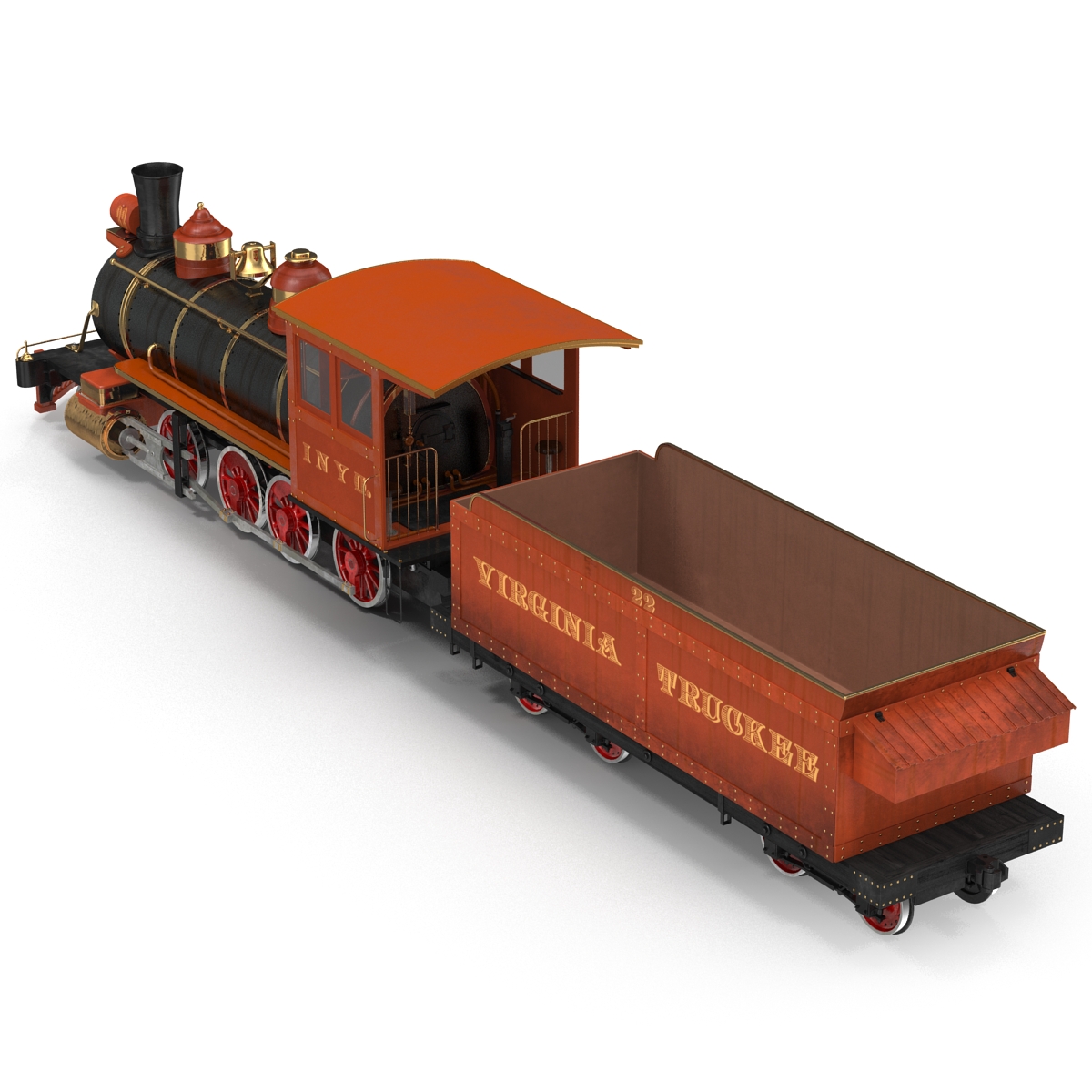 Steam Train with Wagon 2 3D model