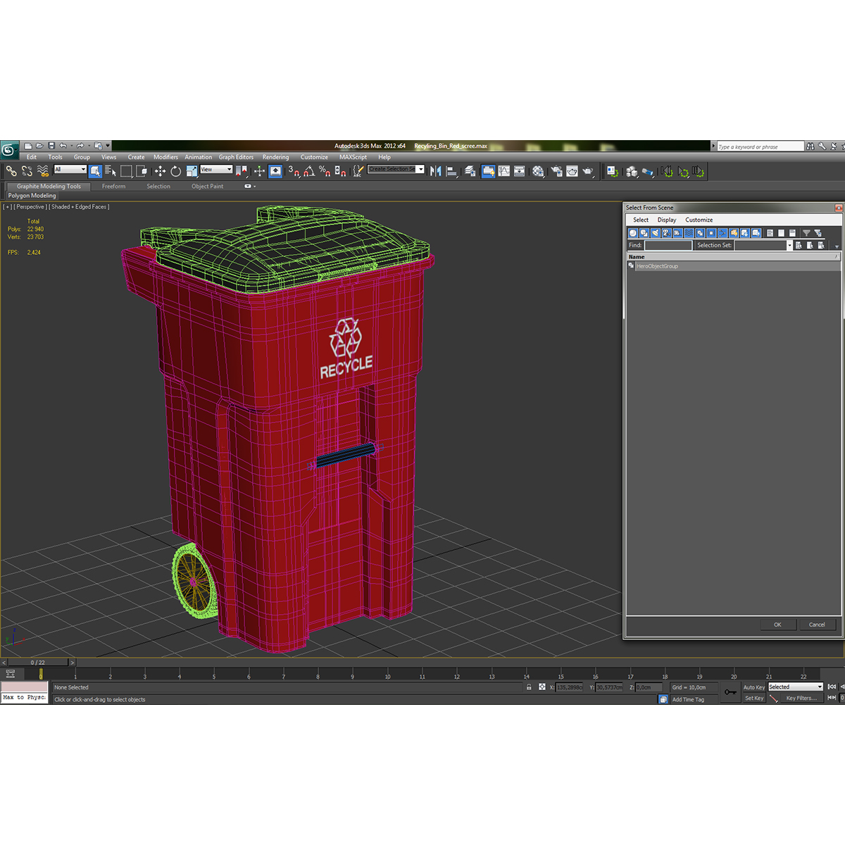 3D Recyling Bin Red