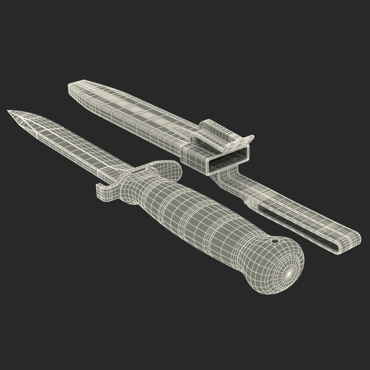 Military Field Knife Set 3D model