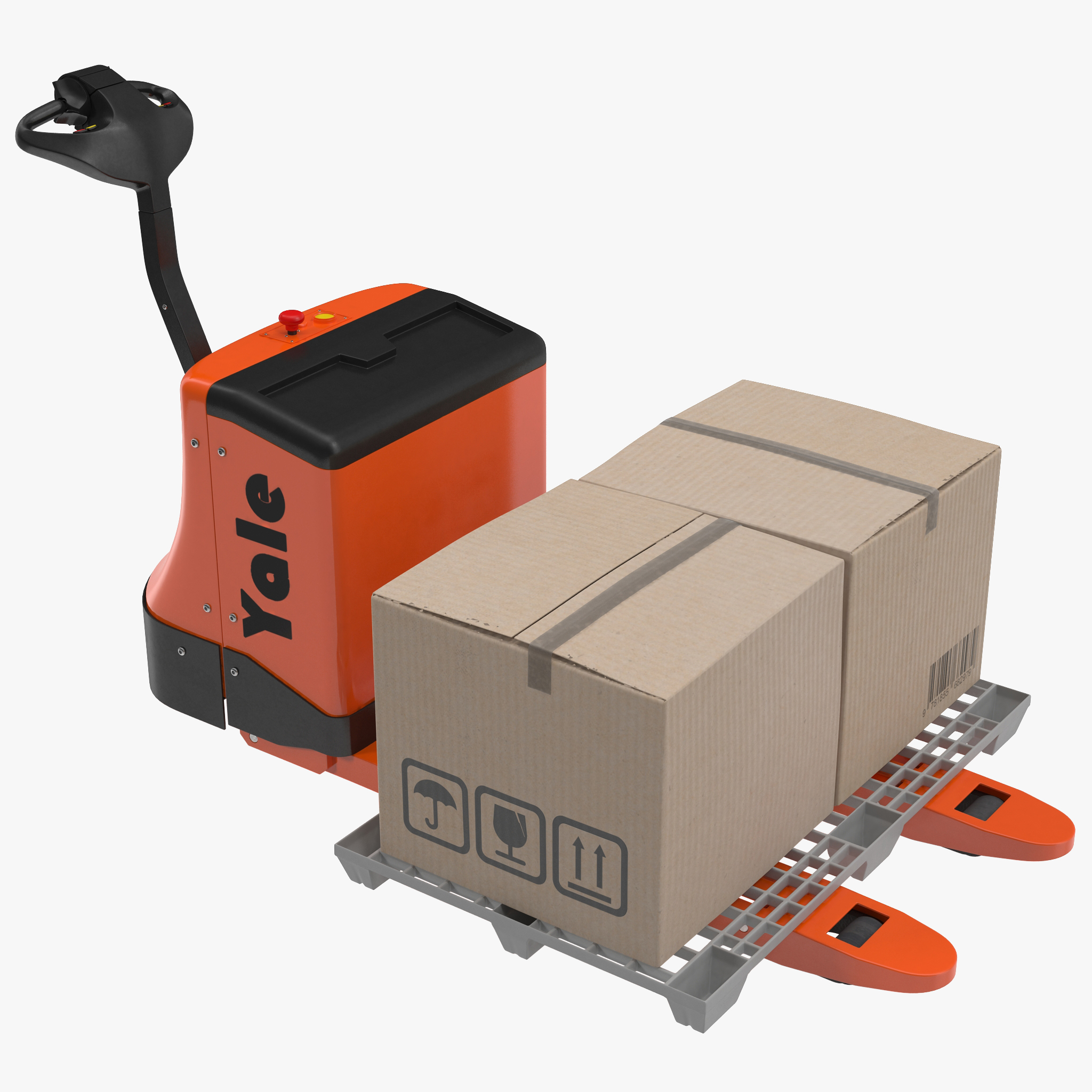 Powered Pallet Jack and Plastic Pallet Set 3D