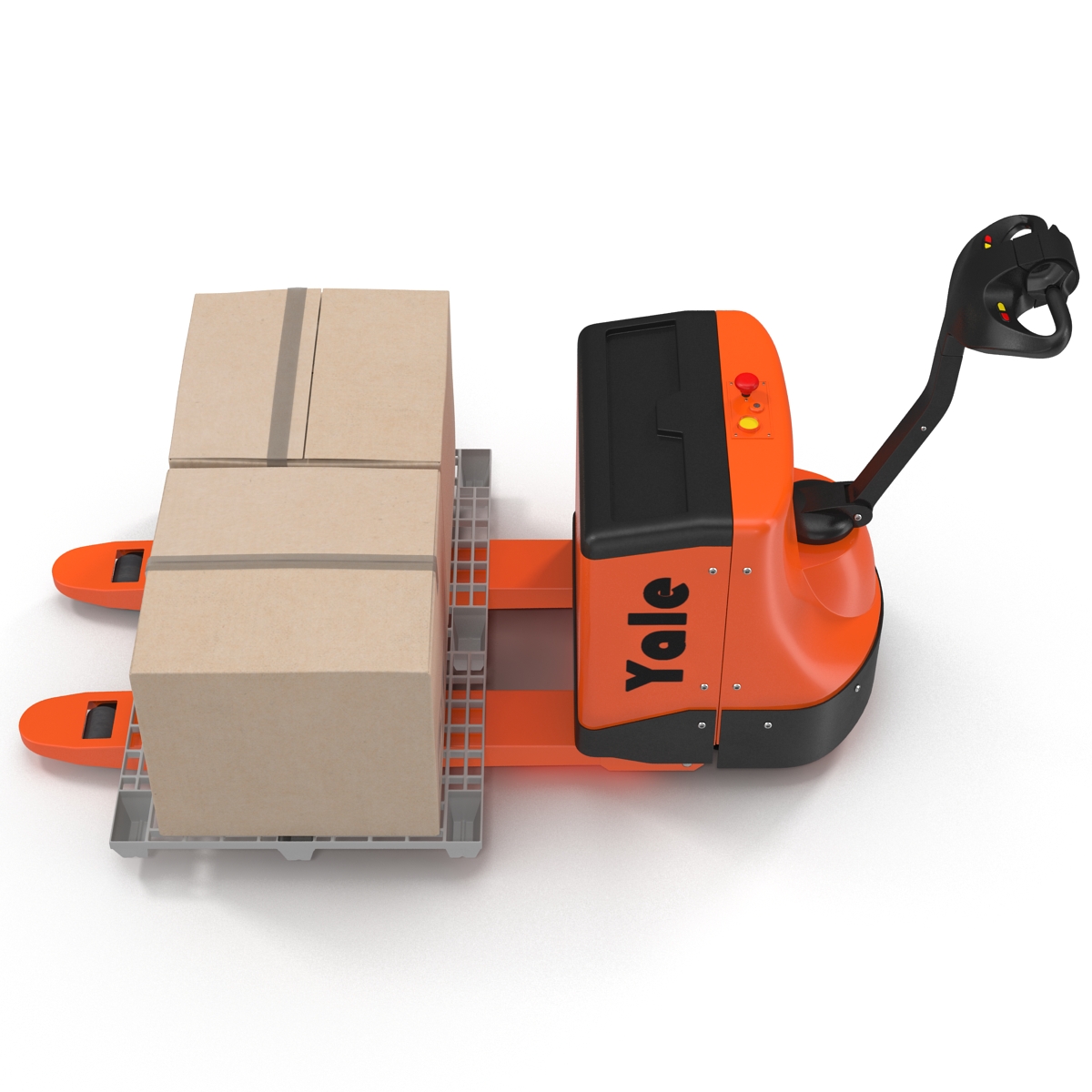 Powered Pallet Jack and Plastic Pallet Set 3D