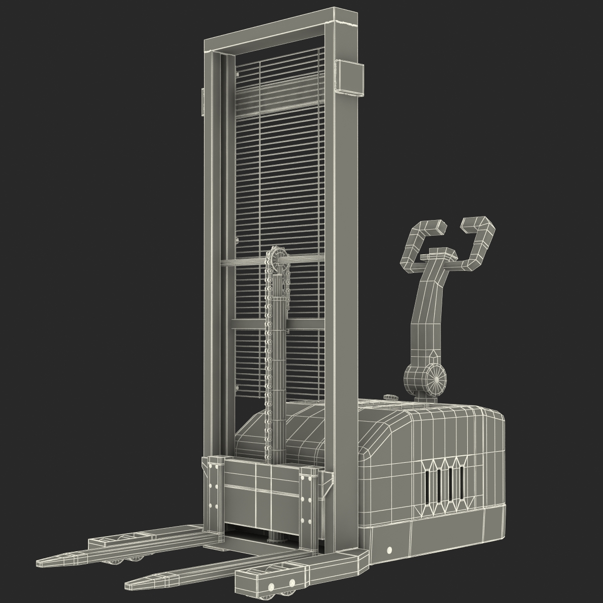 Electric Walkie Stacker Rigged Orange 3D