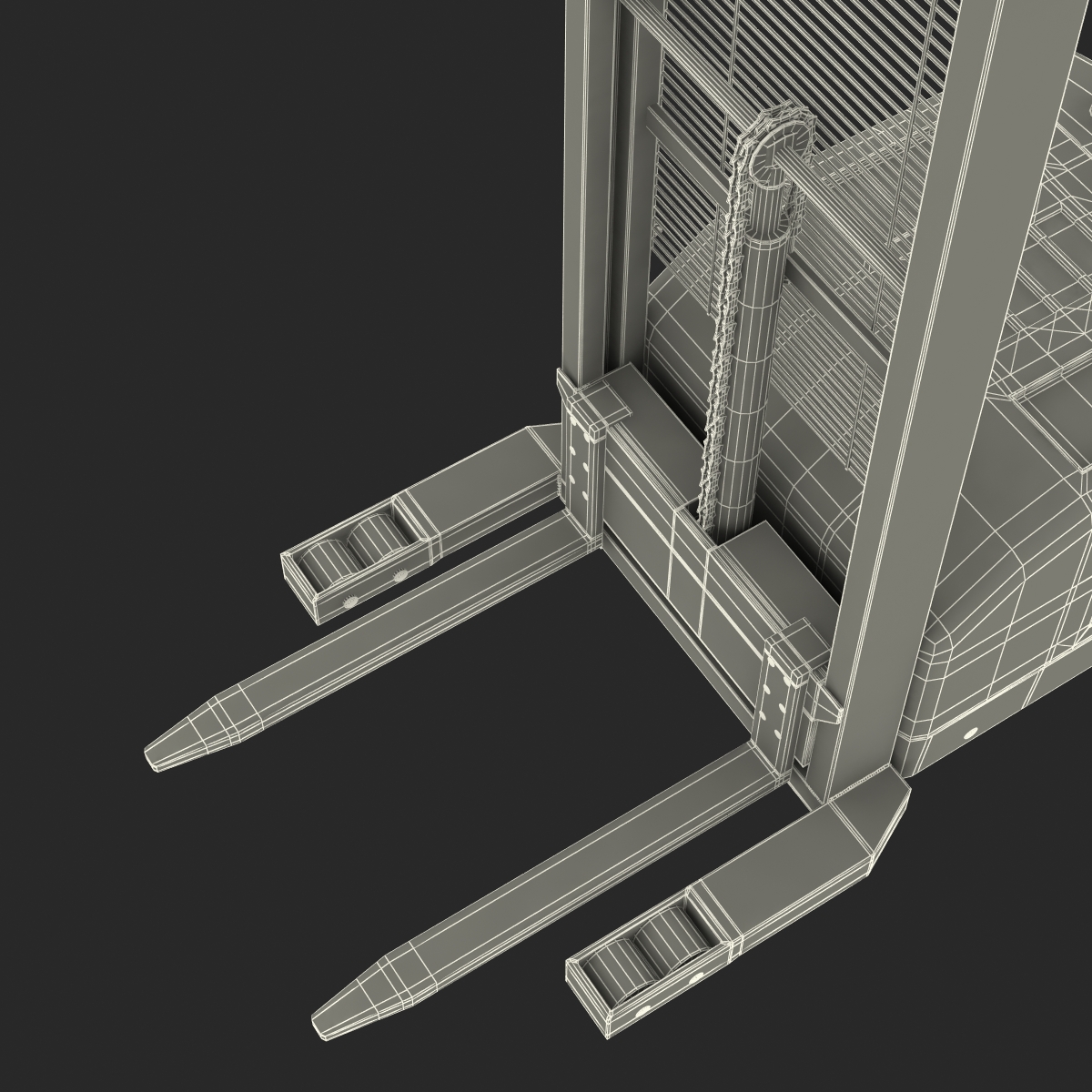 Electric Walkie Stacker Rigged Orange 3D