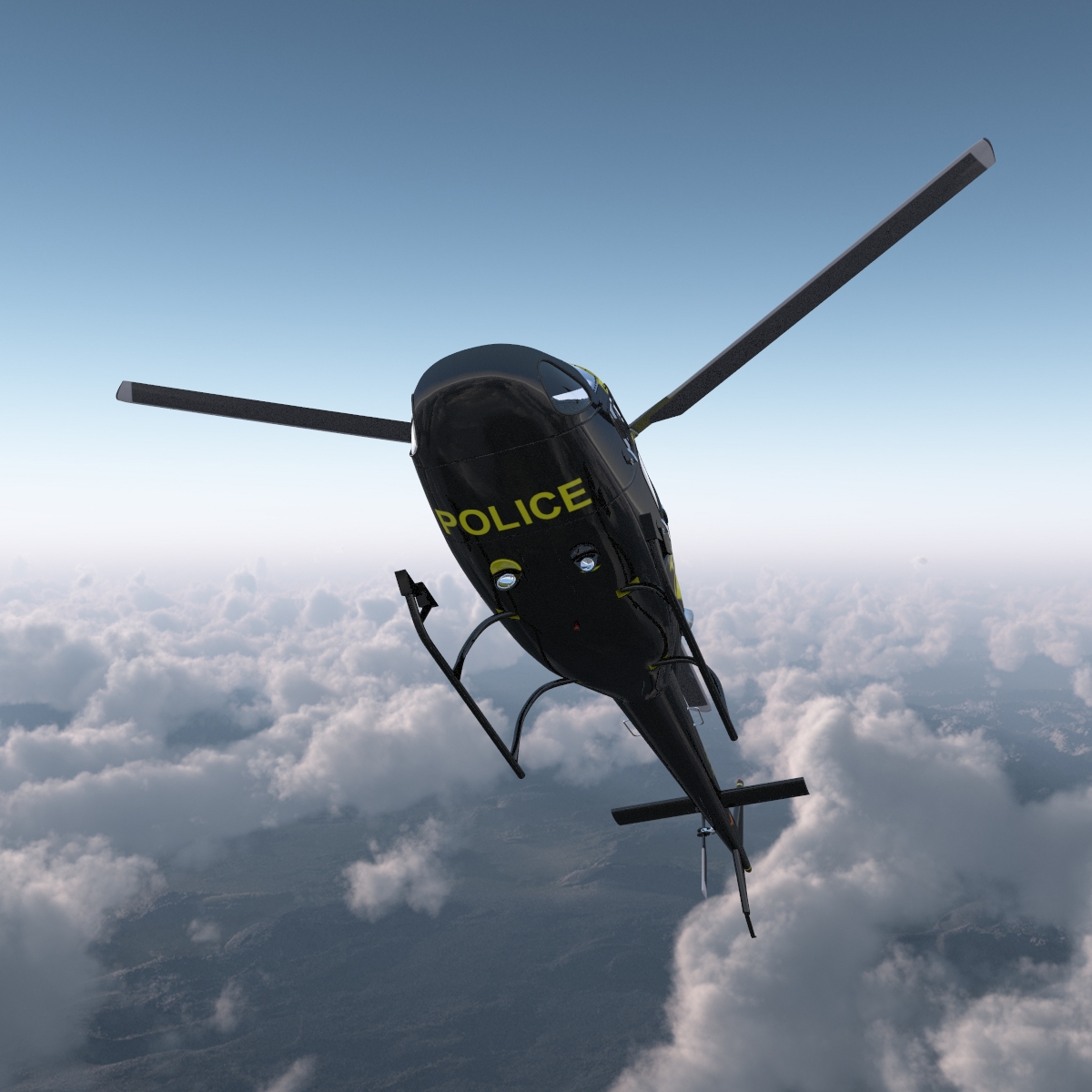 3D Police Aviation Eurocopter AS 355 model