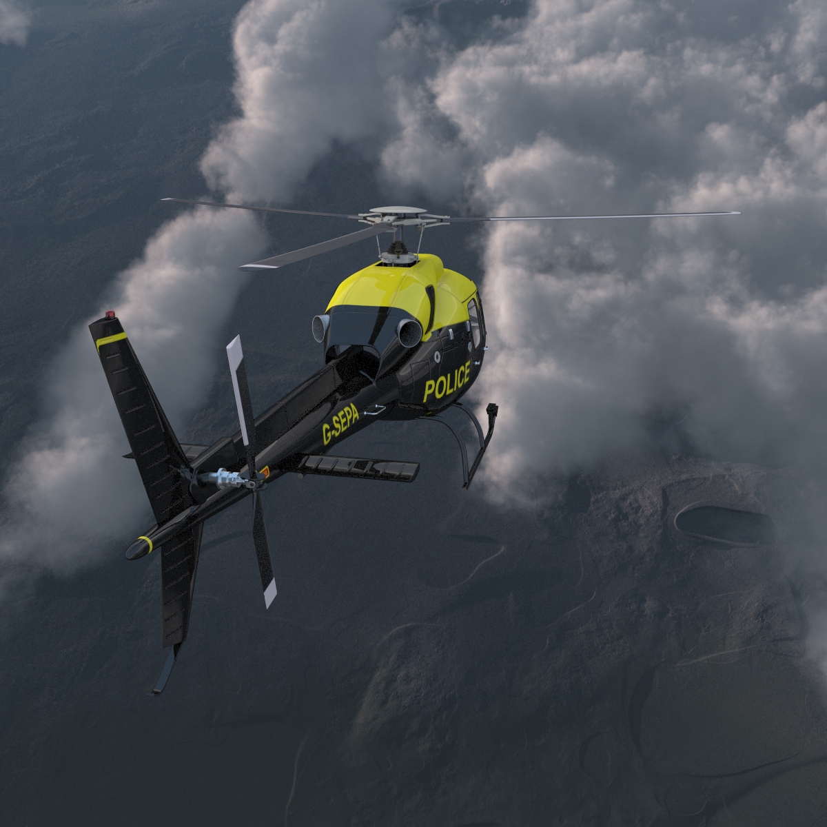 3D Police Aviation Eurocopter AS 355 model