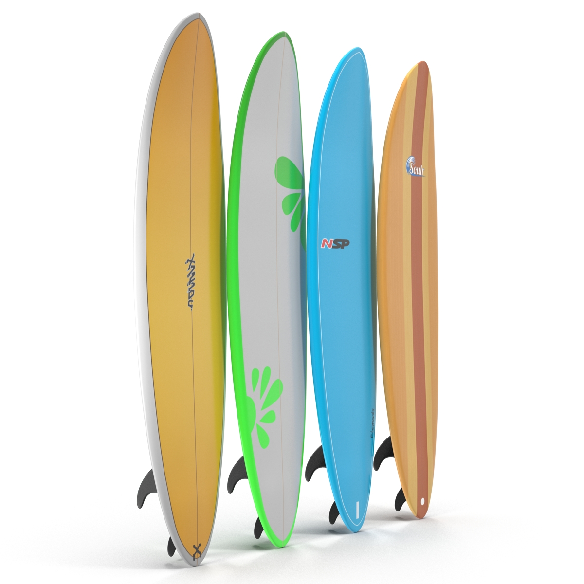 Surfboard Funboard Set 3D