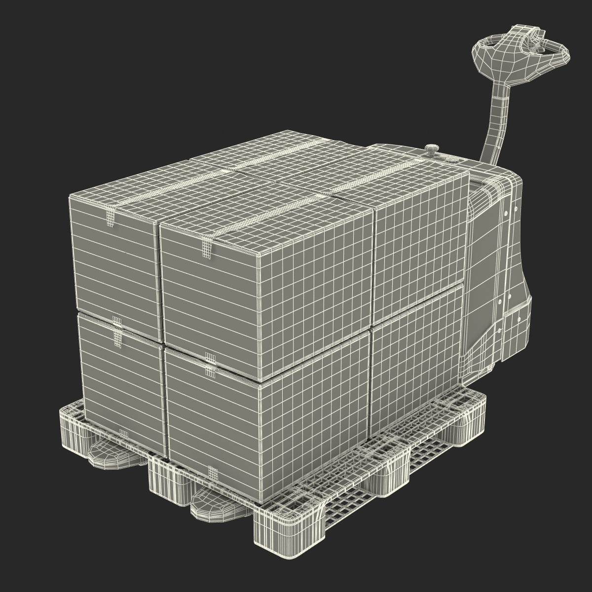 Powered Pallet Jack and Plastic Pallet Set 2 3D model