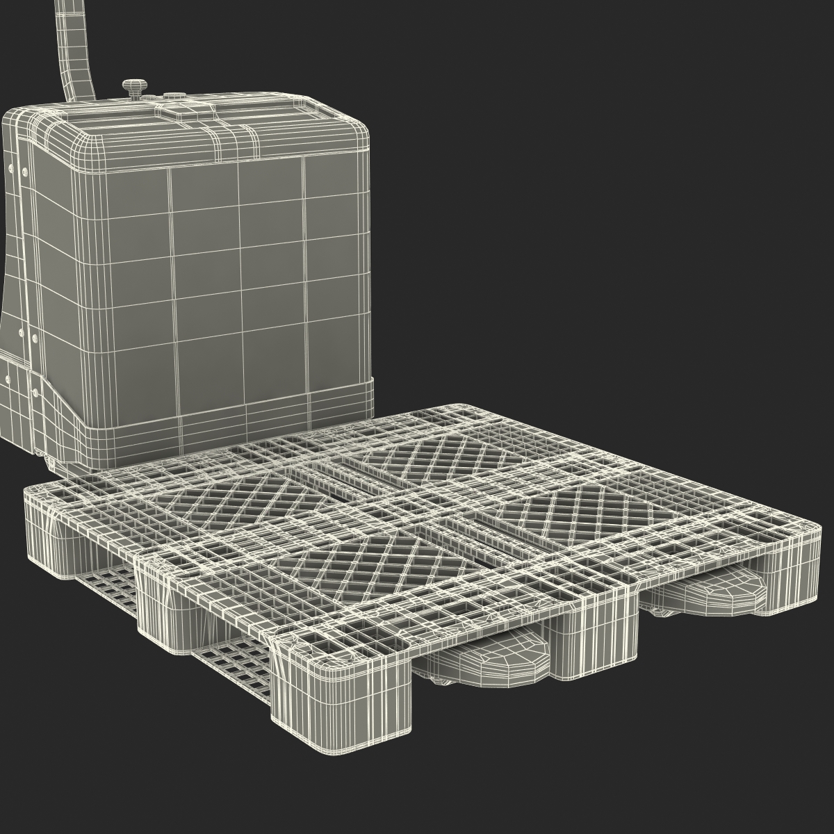 3D model Powered Pallet Jack and Plastic Pallet 2