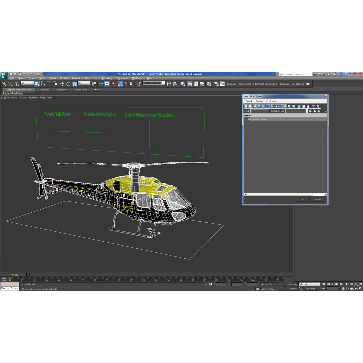 3D model Police Aviation Eurocopter AS 355 Rigged