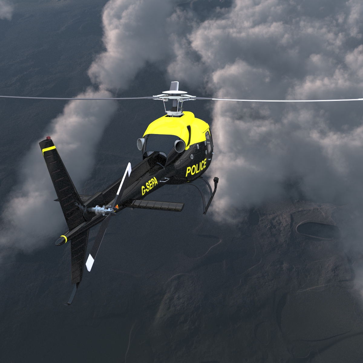 3D model Police Aviation Eurocopter AS 355 Rigged