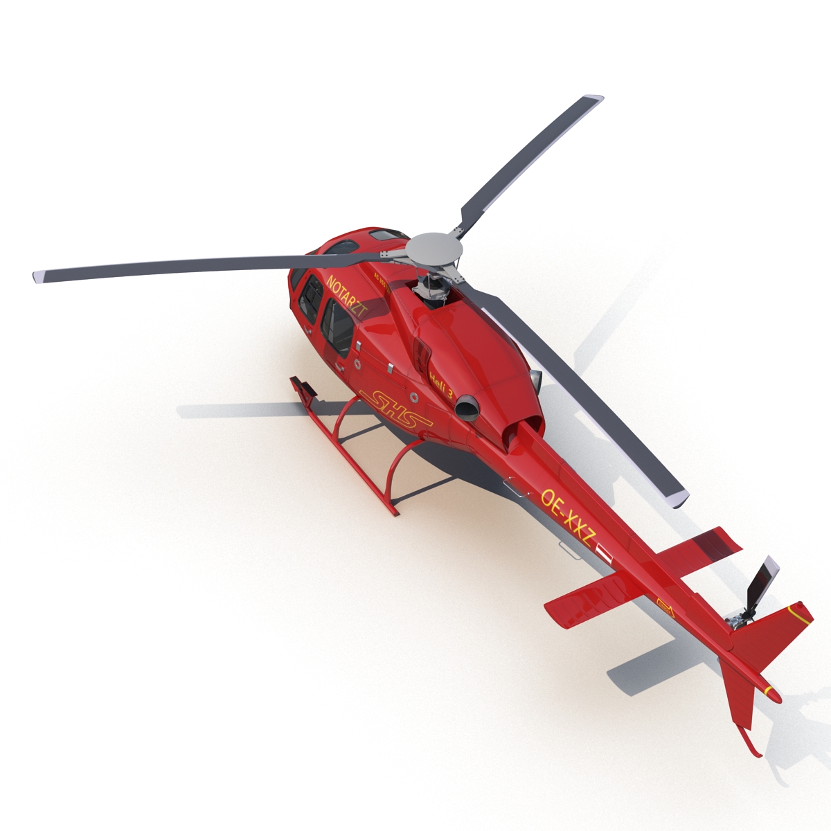 3D Helicopter Service Eurocopter AS 355 Rigged model