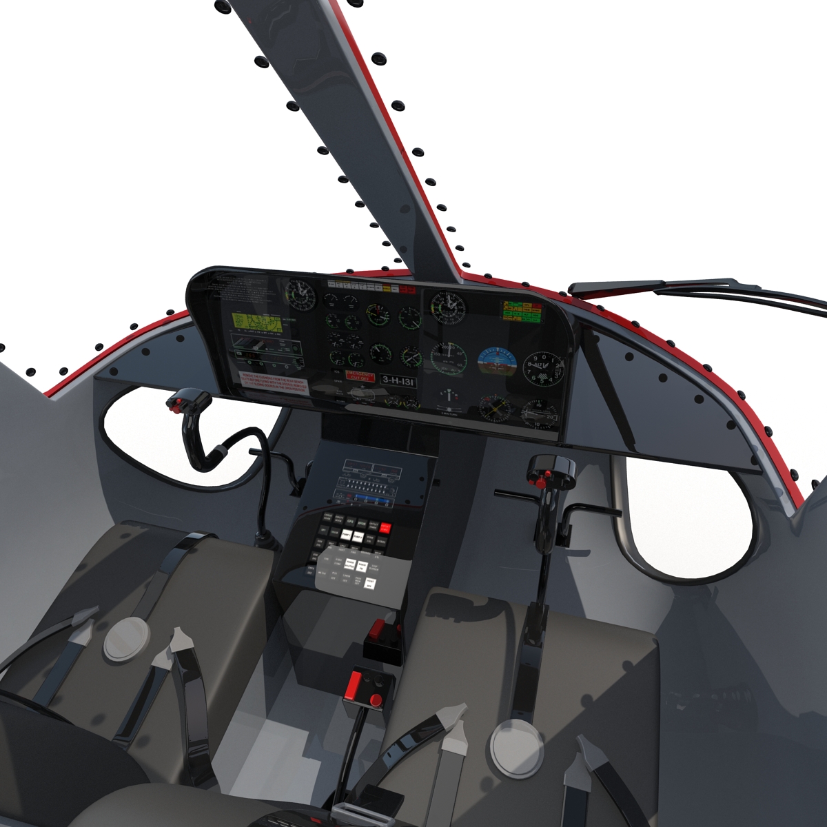 3D Helicopter Service Eurocopter AS 355 Rigged model