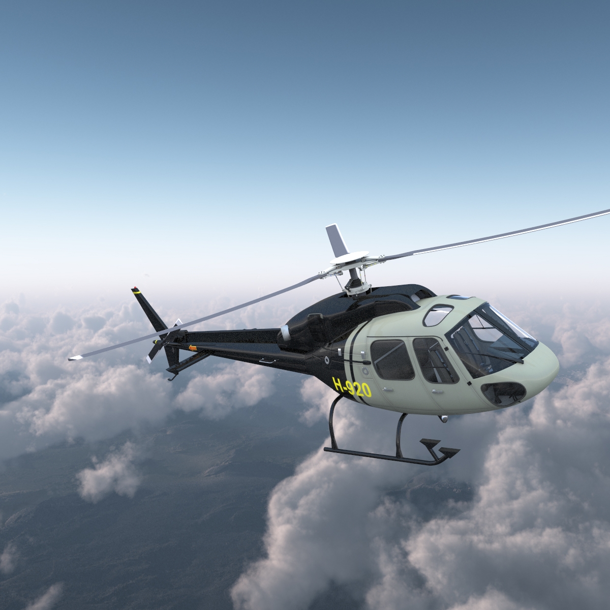 3D Eurocopter AS 355 Rigged 2