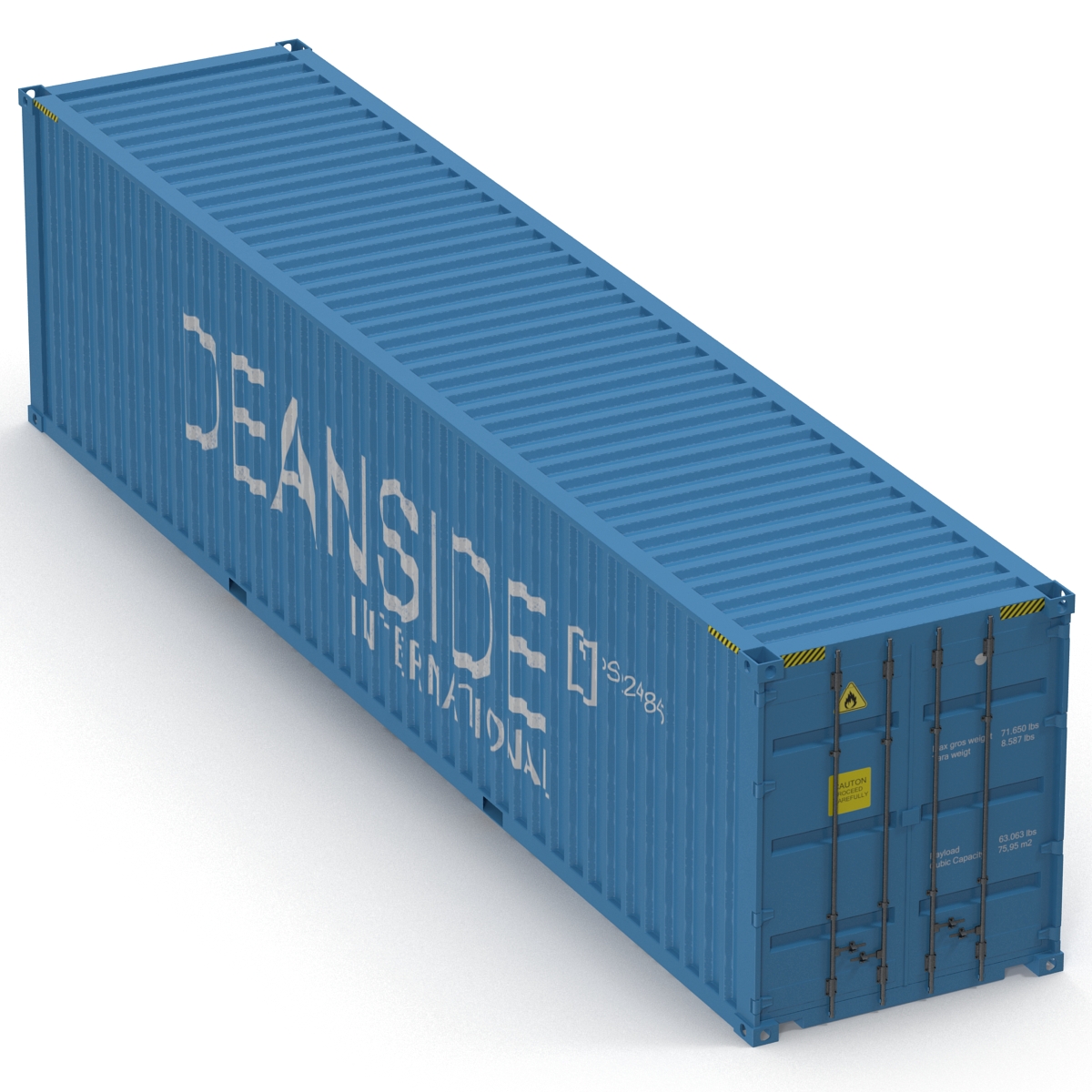 40 ft High Cube Container Blue 2 3D