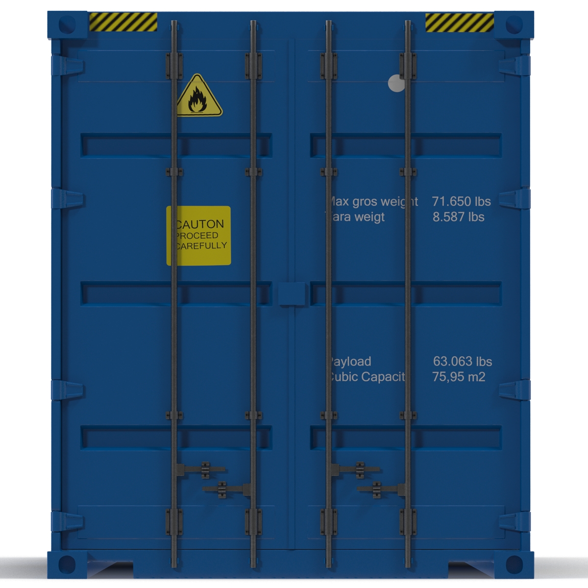 3D model 40 ft High-Cube Container Blue