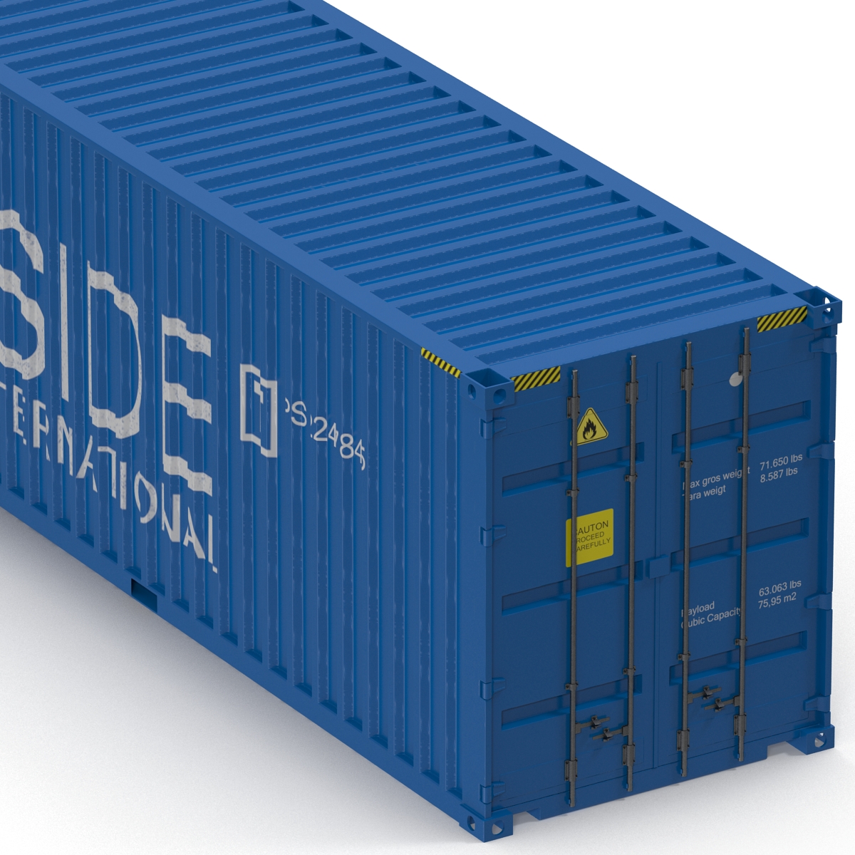 3D model 40 ft High-Cube Container Blue