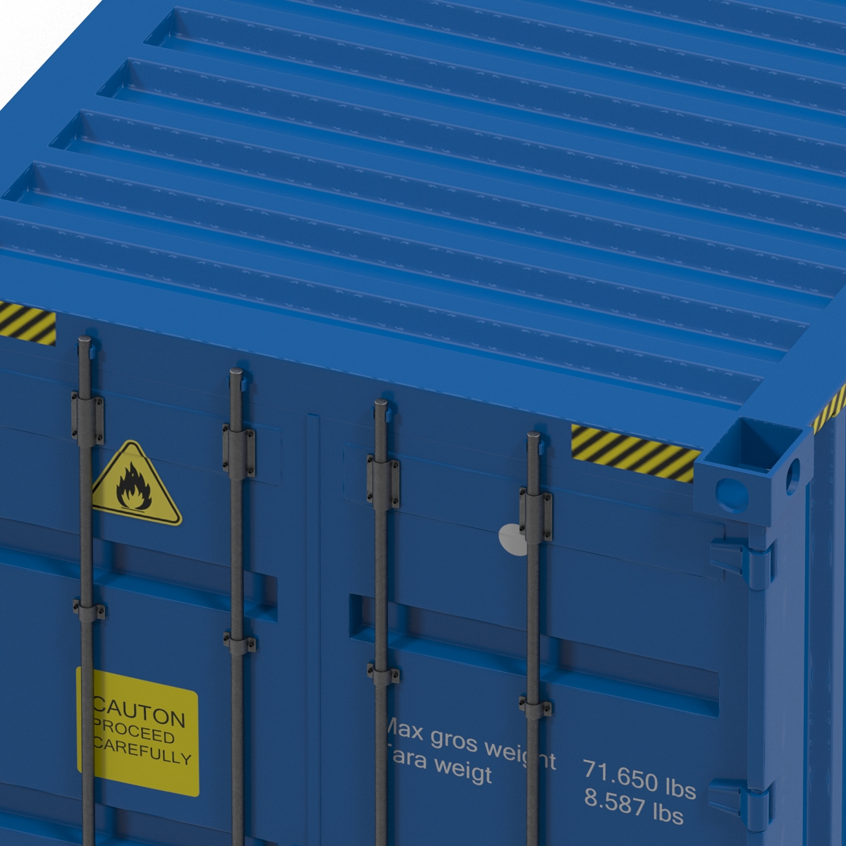 3D model 40 ft High-Cube Container Blue