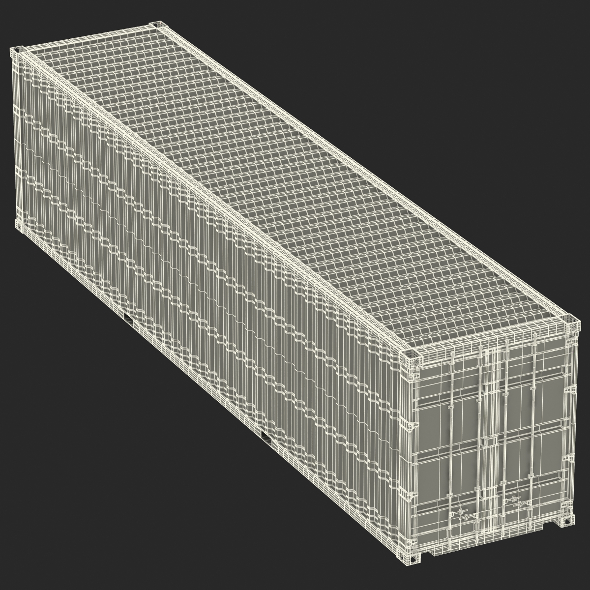 3D model 40 ft High-Cube Container Blue