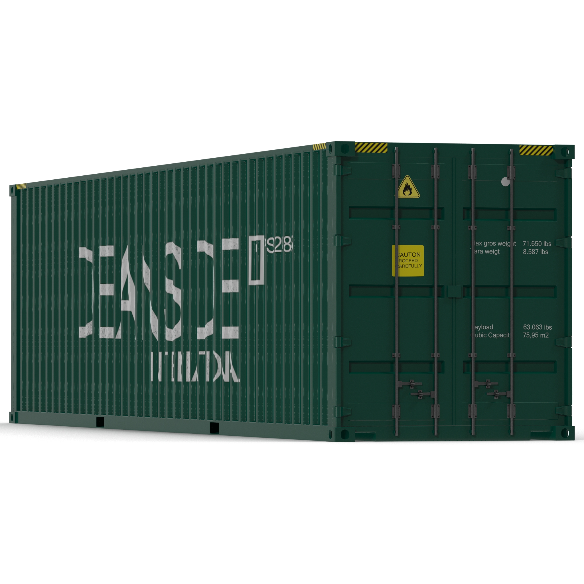 3D 40 ft High-Cube Container Green