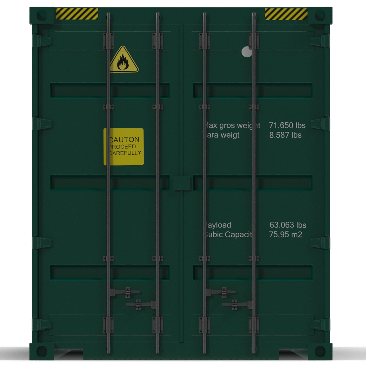 3D 40 ft High-Cube Container Green