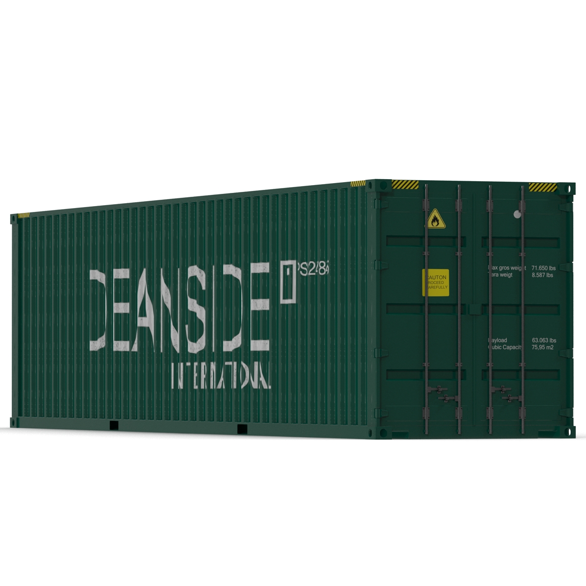 3D 40 ft High-Cube Container Green