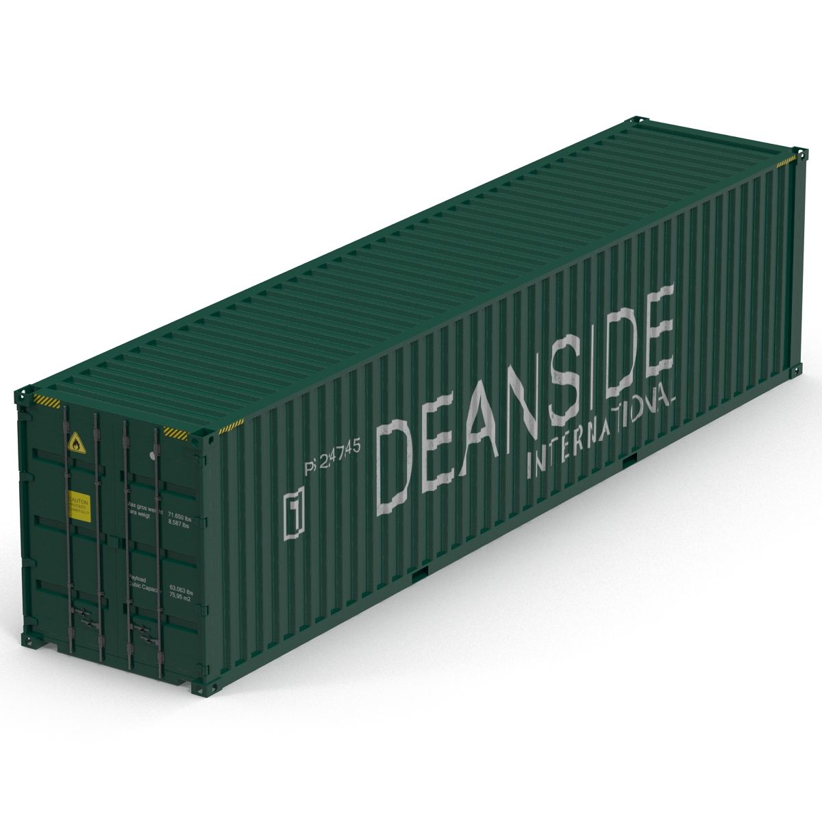 3D 40 ft High-Cube Container Green