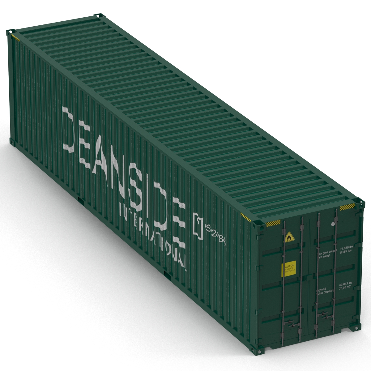 3D 40 ft High-Cube Container Green