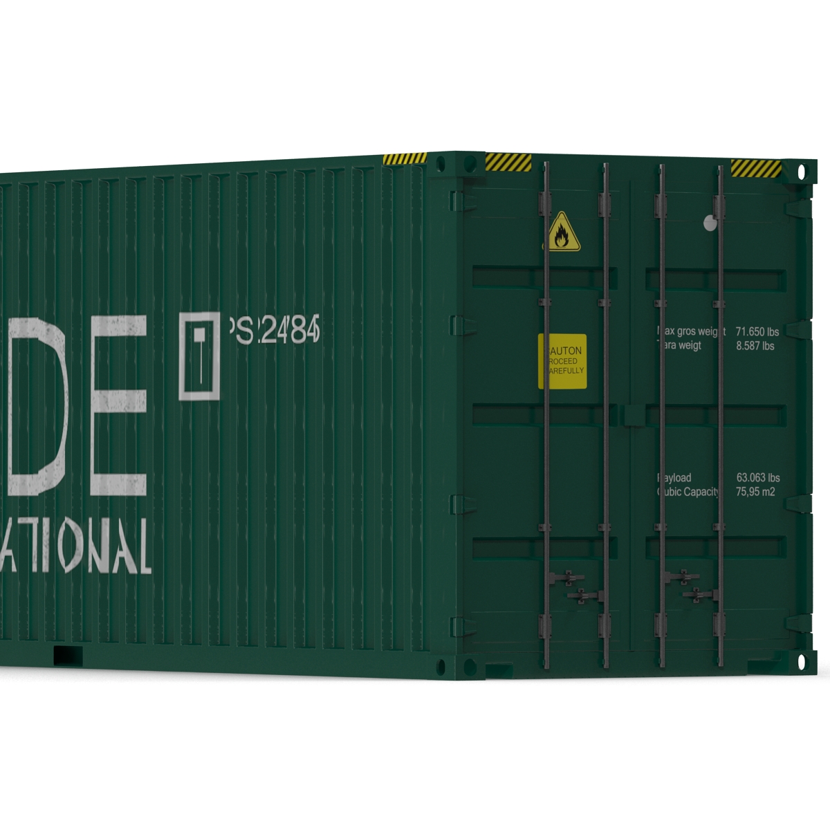 3D 40 ft High-Cube Container Green