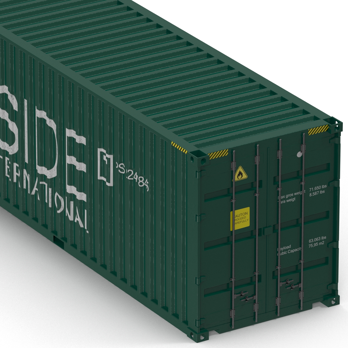 3D 40 ft High-Cube Container Green