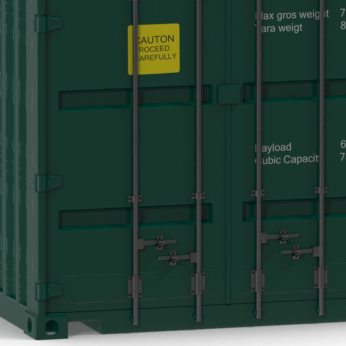 3D 40 ft High-Cube Container Green