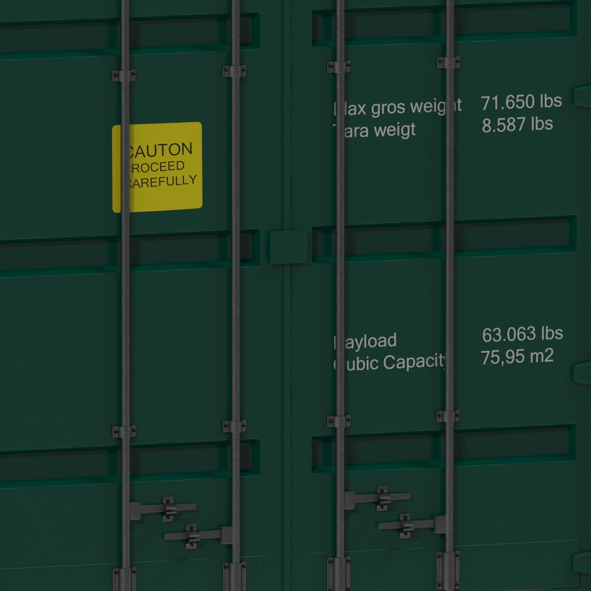 3D 40 ft High-Cube Container Green