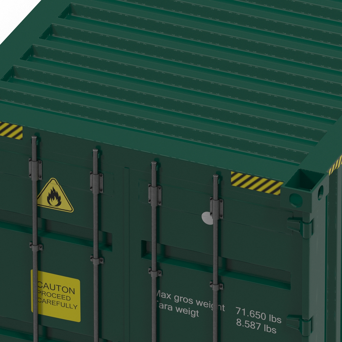 3D 40 ft High-Cube Container Green