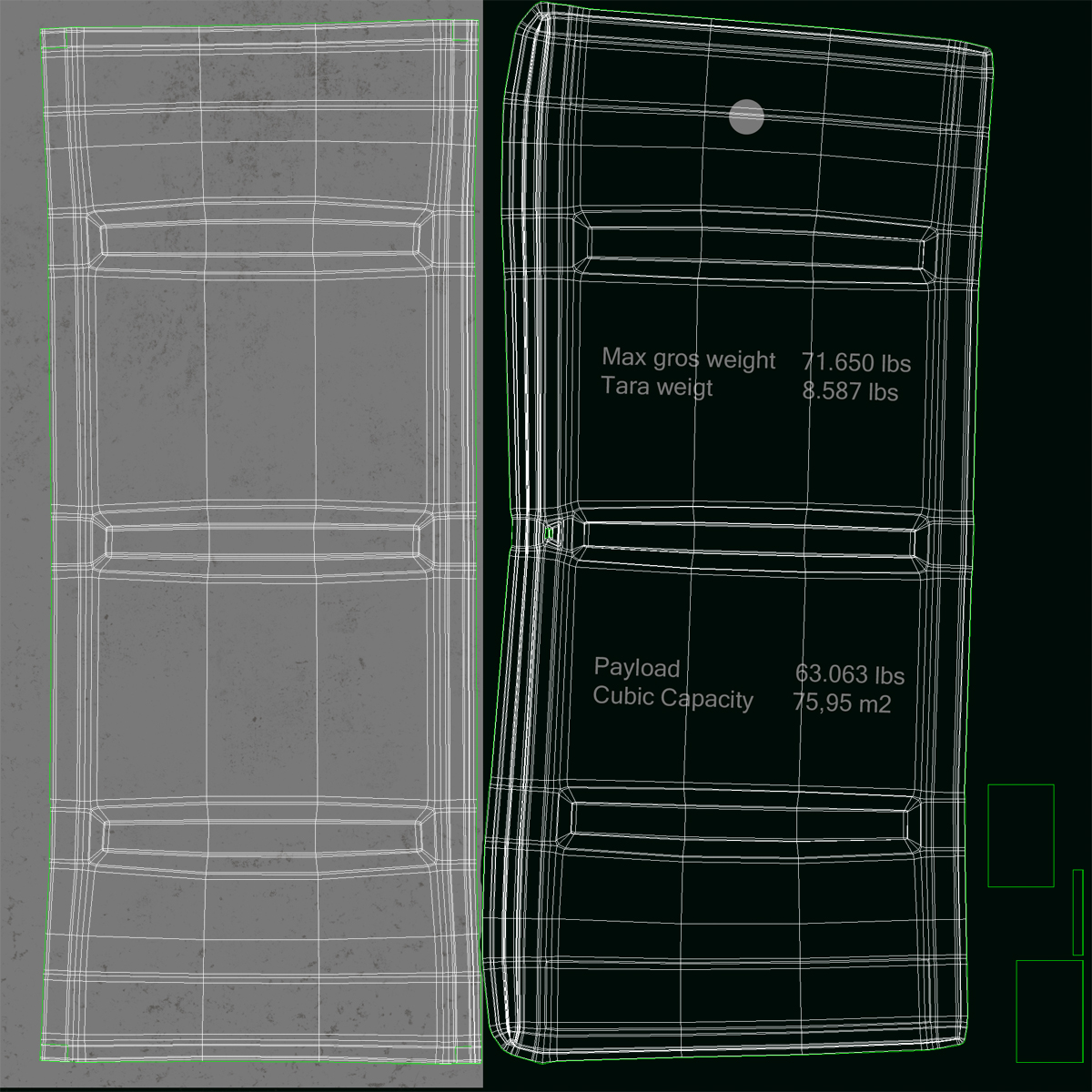 3D 40 ft High-Cube Container Green