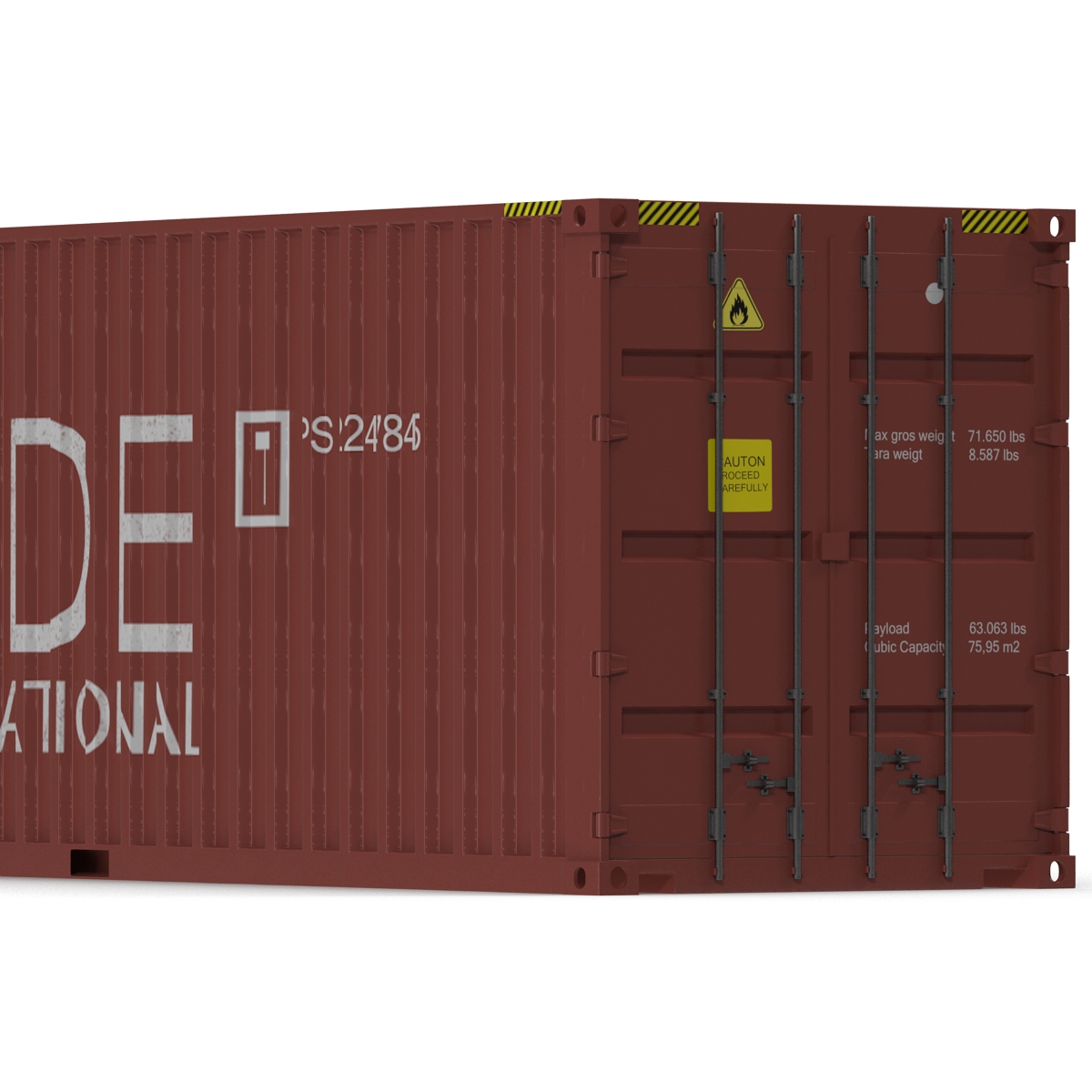 40 ft High-Cube Container Red 3D model