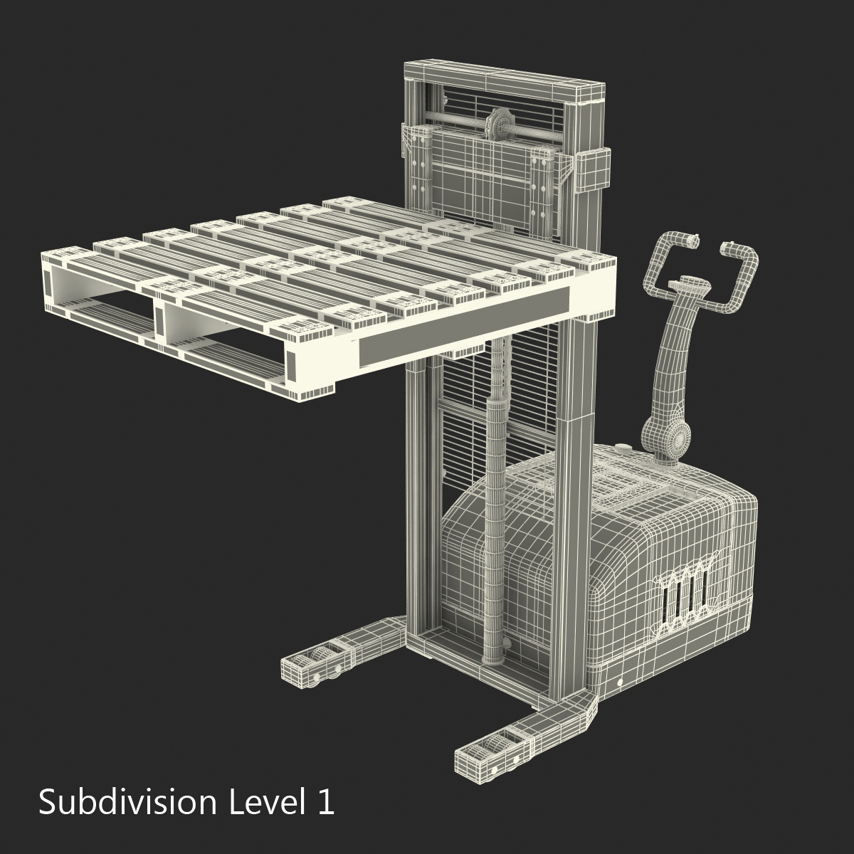 3D Electric Walkie Stacker and Wooden Pallet