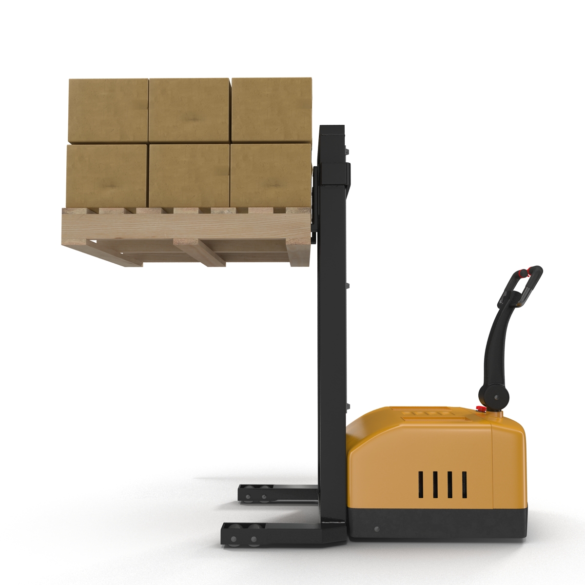 3D model Electric Walkie Stacker and Wooden Pallet Set