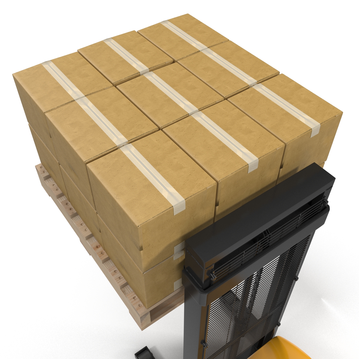 3D model Electric Walkie Stacker and Wooden Pallet Set