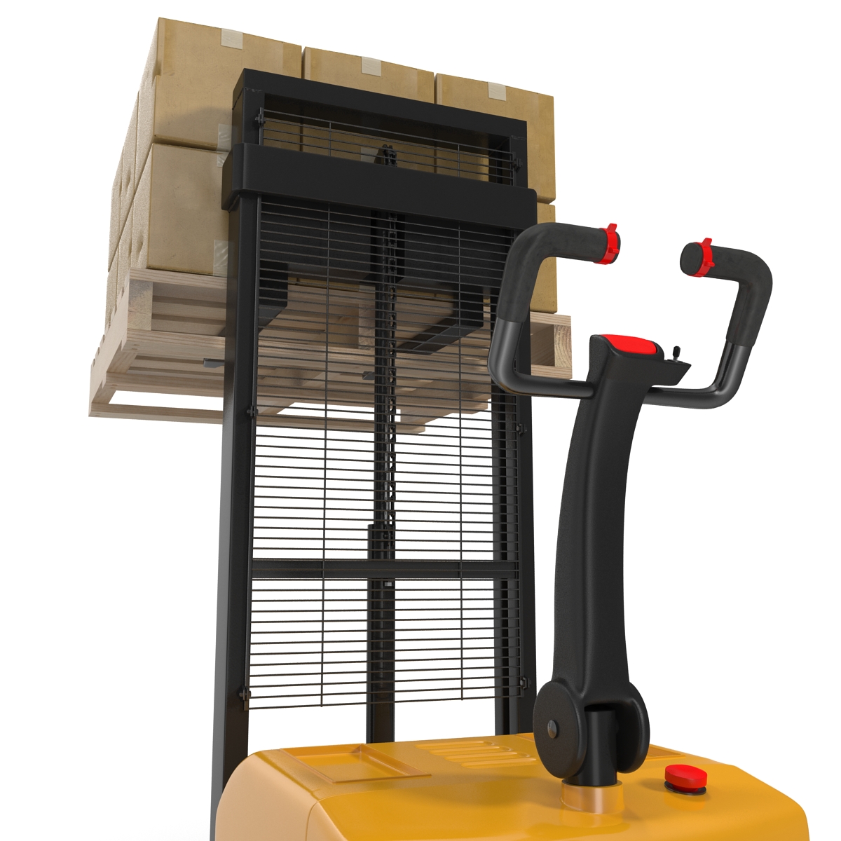 3D model Electric Walkie Stacker and Wooden Pallet Set