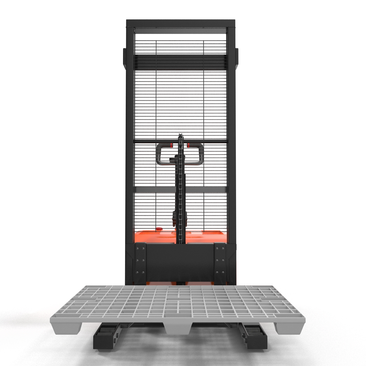 Electric Walkie Stacker and Plastic Pallet 3D