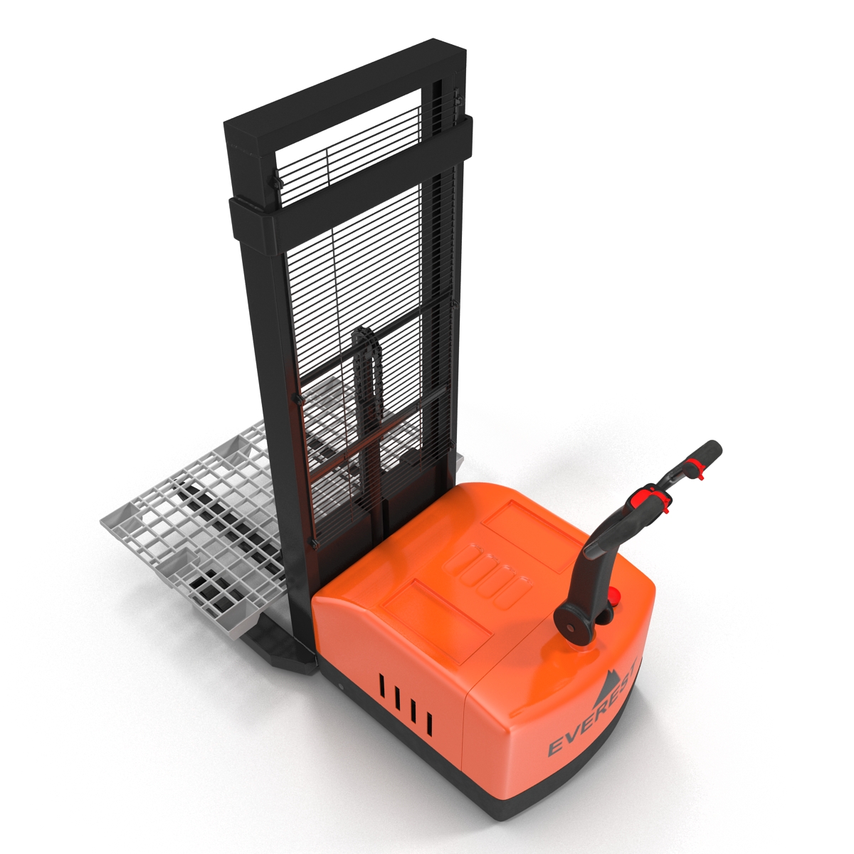 Electric Walkie Stacker and Plastic Pallet 3D