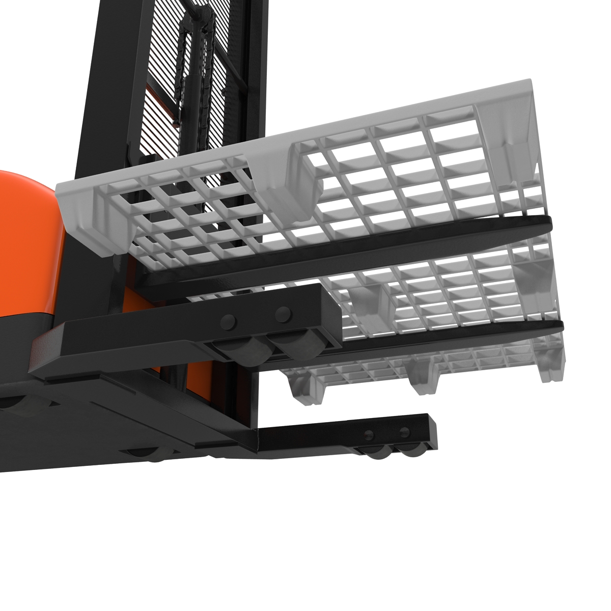 Electric Walkie Stacker and Plastic Pallet 3D