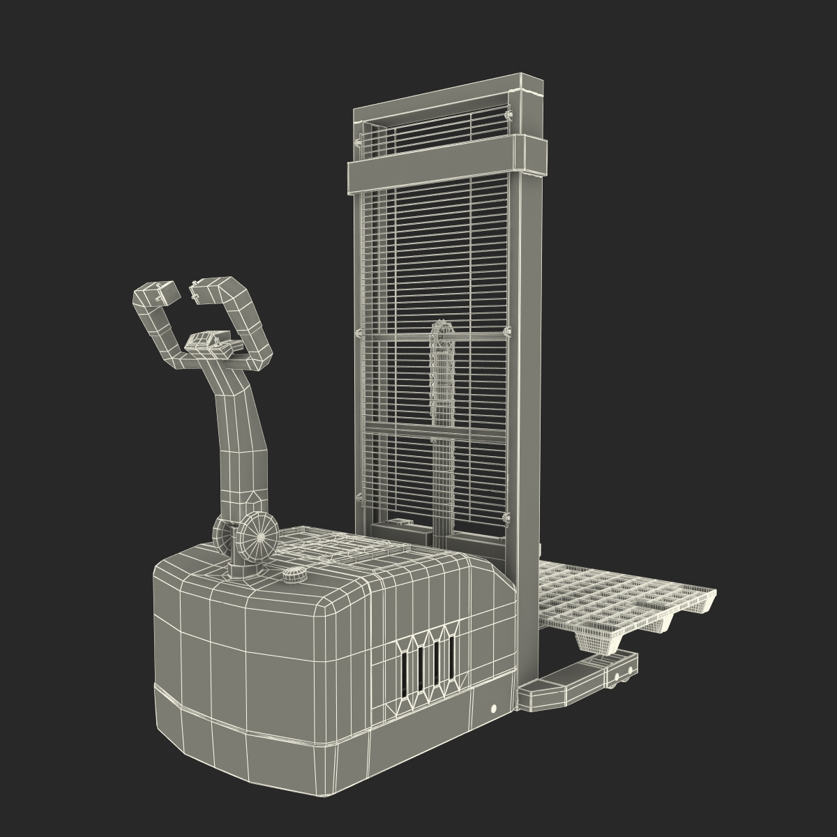 Electric Walkie Stacker and Plastic Pallet 3D