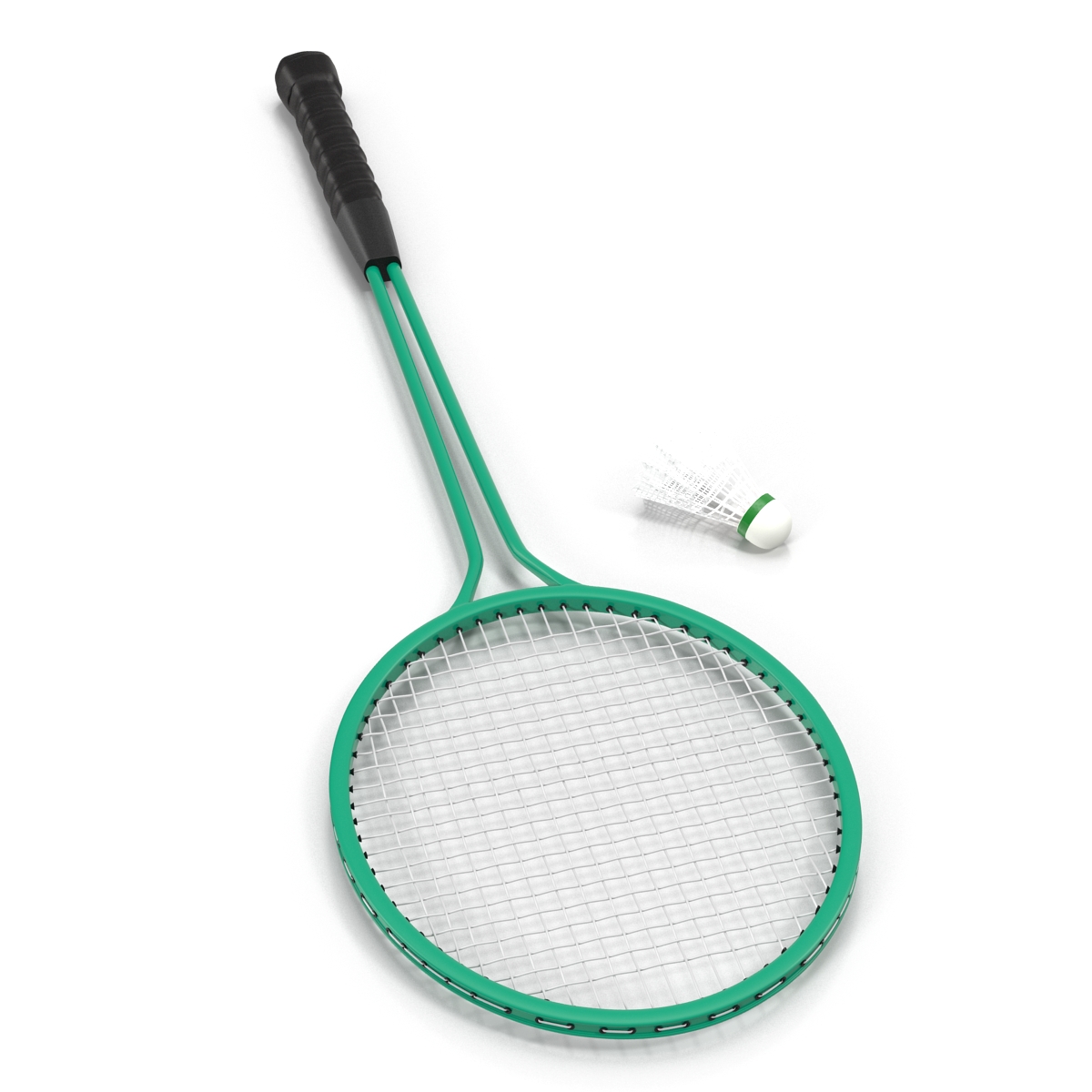 Badminton Racket 2 and Shuttlecock 3D model